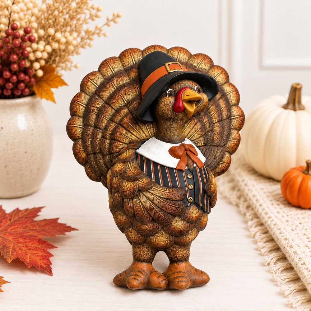 Hand-Painted Ceramic Pilgrim Turkey Wall Decor